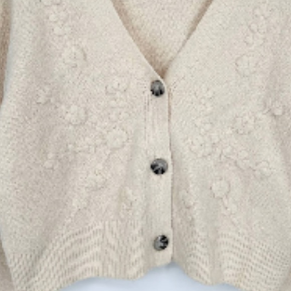 Cream V neck Cardigan - Picture 4 of 8